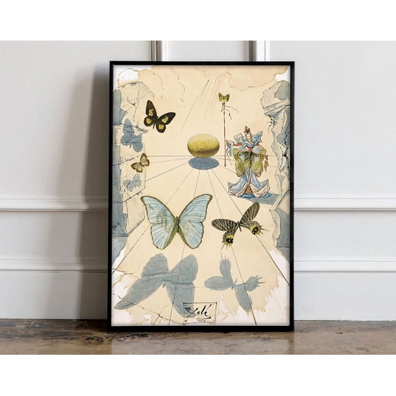Salvador Dali Allegorie de Soie 1950 Print, Salvador Dali Exhibition Poster, Butterfly Poster, Butterfly Print, Surrealism Poster, 12x18 UNFRAMED