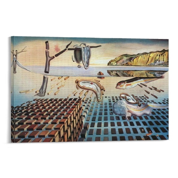 Salvador Dali Print Painting The Disintegration of The Persistence of Memory Canvas Poster Wall Art Picture Prints Hanging Photo Gift Decor Home Posters Artworks 08x12inch(20x30cm)