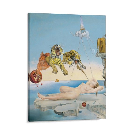 Salvador Dali Wall Art Prints 《Gala And The Tiger》 Art Poster Picture Print Wall Art Poster Painting Canvas Posters Artworks Gift Room Aesthetic 11x14inch(28x35cm)