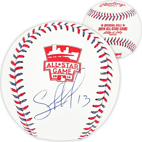 Salvador Perez Autographed Official 2014 All Star Game Logo Game Baseball Kansas City Royals Beckett BAS Witness 216040