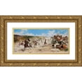 thumbnail image 1 of Salvador Sánchez Barbudo 18x10 Gold Ornate Wood Frame and Double Matted Museum Art Print Titled - The Game of Gunpowder (C. 1900), 1 of 4