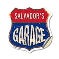 thumbnail image 1 of Salvador's Garage 18 inch X 18 inch Shield Shaped Heavy Duty 3.2 mil Vinyl Decal Weather Resistant, UV Protected To last, Gift for Dads and Uncles Classic Americana Crafted in the USA, 1 of 6