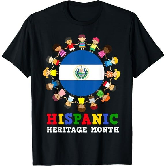 Salvadoran Flag Hispanic Heritage El Salvador Boy Girl Kids T-ShirtMen and women, Black T-shirt, size: Extra large S-4XL