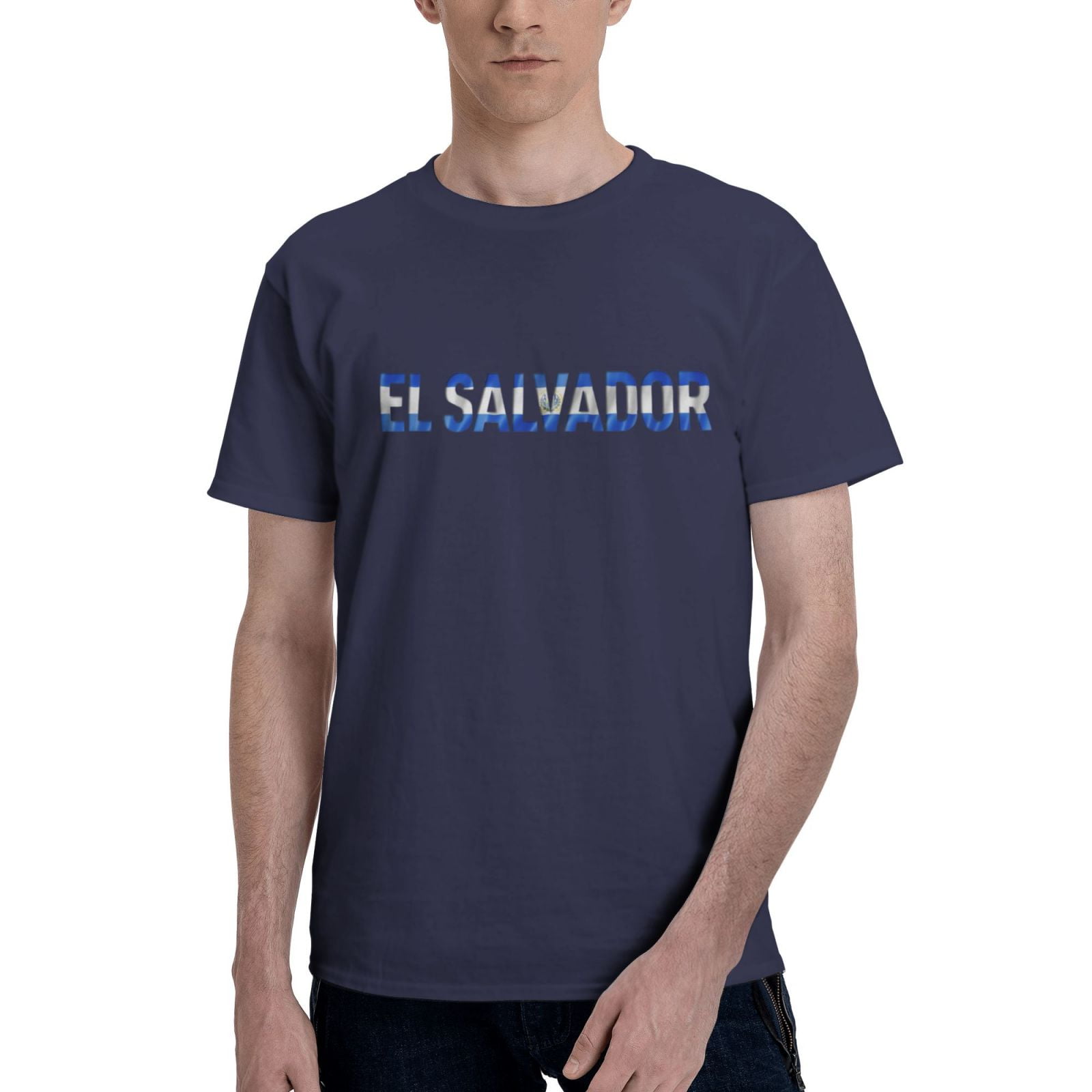 Salvadoran Flag Text Font Salvador Men's Short Sleeve Crew Neck T Shirt ...