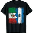 thumbnail image 1 of Salvadoran Roots | Half Mexican Flags | Mexico El Salvador T-ShirtMen and women, Black T-shirt, size: Extra large, 1 of 4