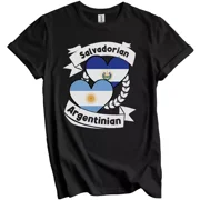 Salvadorian Argentinian Heart Flags El Salvador Argentina T-Shirt Gift for Men Women Unisex Tee