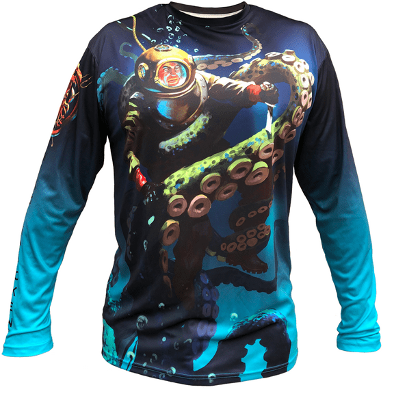 Salvage Diver Fishing Performance Fishing Sunblock Shirt Sun Shield Long Sleeve Shirt UPF50 Dry Fit Quick-Dry