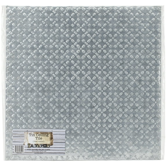Salvaged Tin Ceiling Tile 12"X12"-Raw Metal Diamond, Pk 2, Salvaged