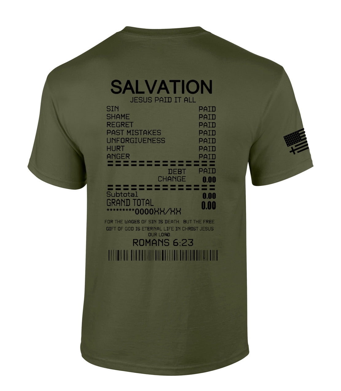 Salvation Jesus Paid It All Receipt Romans 623 Bible Scripture Mens Christian Tshirt Jesus 9391