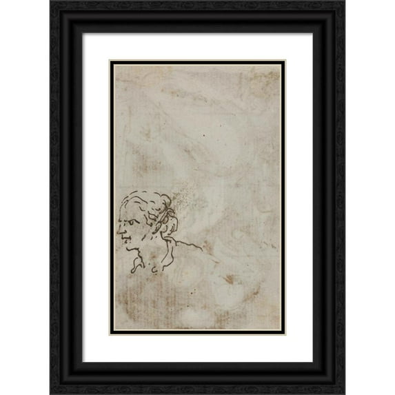 Salvator Rosa 13x18 Black Ornate Wood Framed Double Matted Museum Art Print Titled - Figure Studies (Verso) (C. 1640-1649)