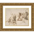 thumbnail image 1 of Salvator Rosa 24x18 Gold Ornate Framed and Double Matted Museum Art Print Titled - The Raising of Lazarus (1615-73), 1 of 4