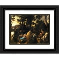 thumbnail image 1 of Salvator Rosa 24x19 Black Ornate Framed Double Matted Museum Art Print Titled: The Sermon of Saint John the Baptist, 1 of 5