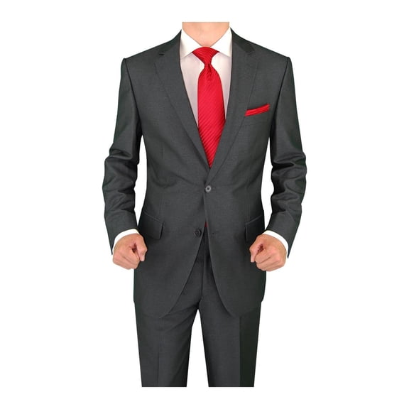 Salvatore Exte Men's Modern Two Button Sharkskin Suit Gray