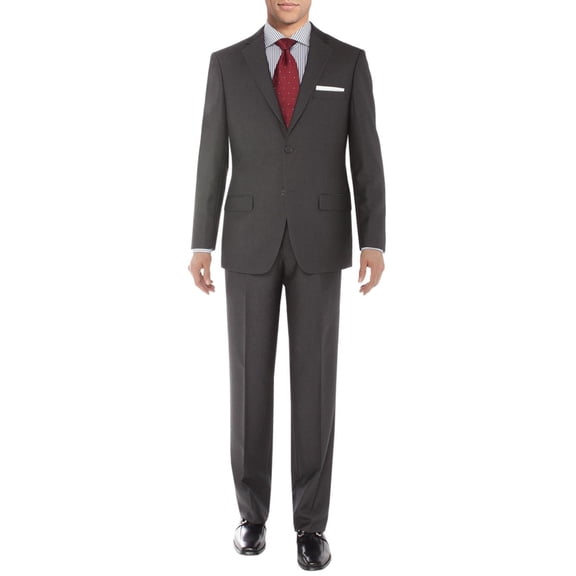 Salvatore Exte Men's Modern Two Button Sharkskin Suit Gray