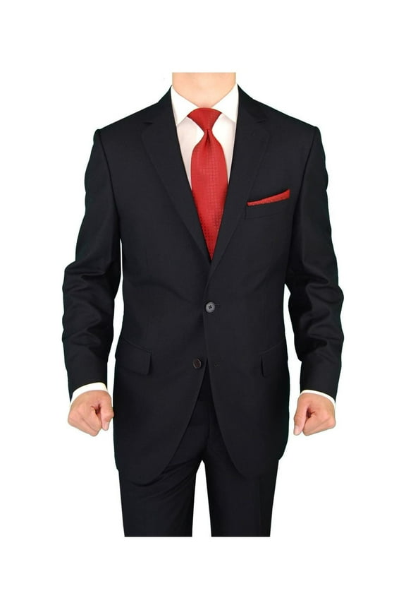 Men's Modern Two Button Sharkskin Suit Navy
