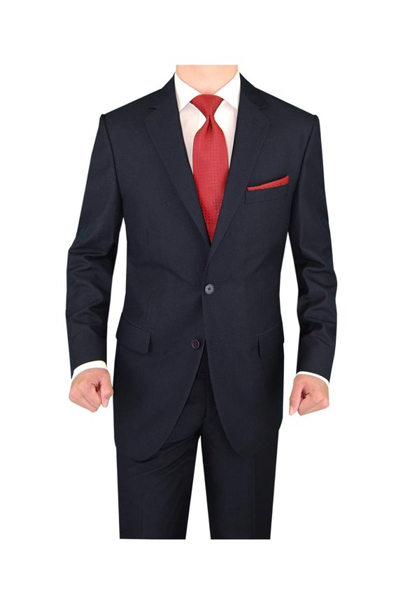 Men's Modern Two Button Sharkskin Suit Navy