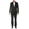 thumbnail image 1 of Salvatore Exte Men's One Button Tuxedo Suit Shawl Lapel Jacket Flat Front Pants Black, 1 of 5