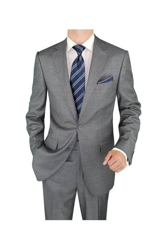 Men's Suit Two Button Jacket Flat Front Pants Stripe