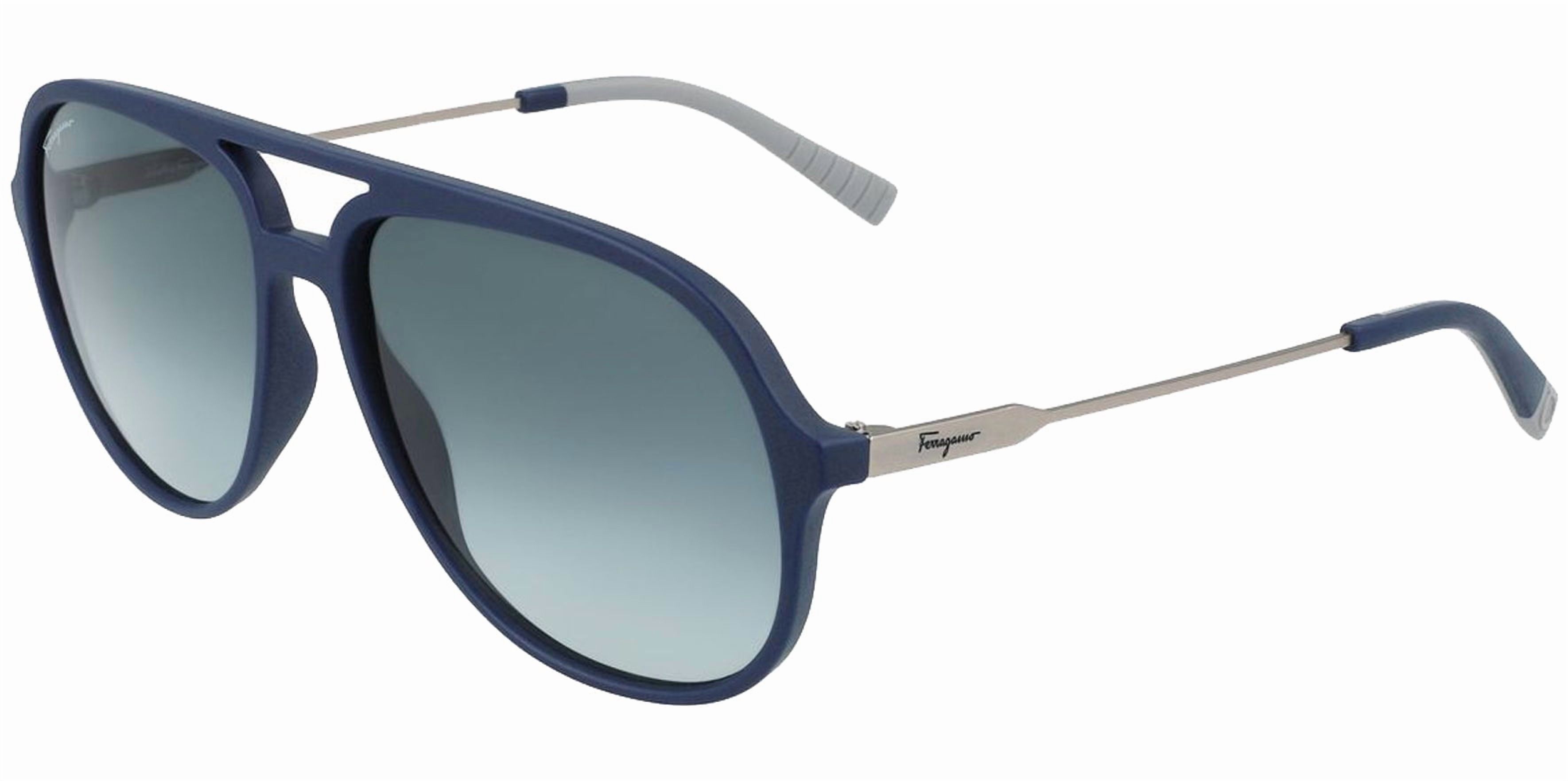 Ferragamo Men's Navy Blue Navigator Sunglasses with Gradient Lens -  SF999S 414 - Made in Italy