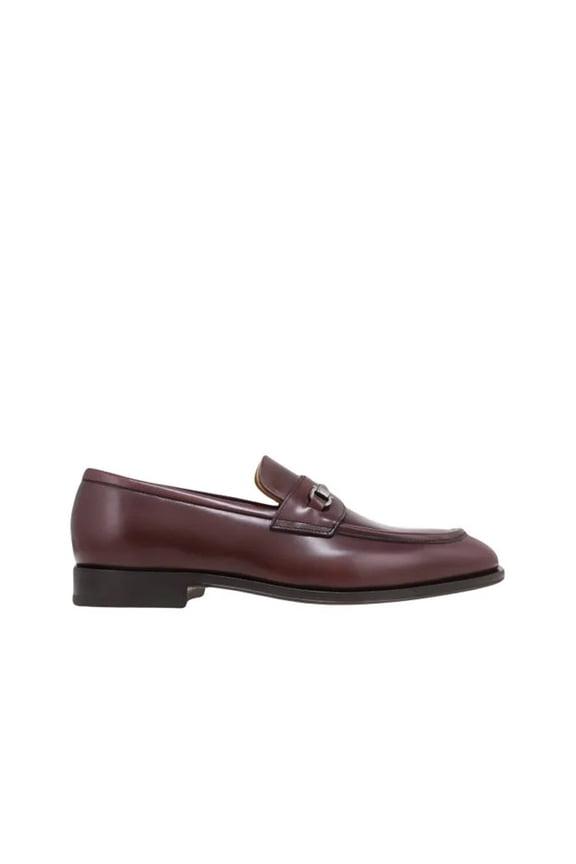 Burgundy Calf Leather Desmond Loafers With Metallic Detail Burgundy (Men's)