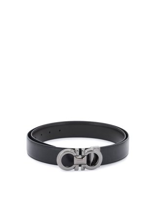 Ferragamo Men's Reversible Double-Gancini Leather Belt