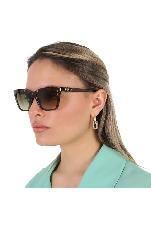 Salvatore Ferragamo SF1027S 315 55mm Rectangle Sunglasses Women's Green