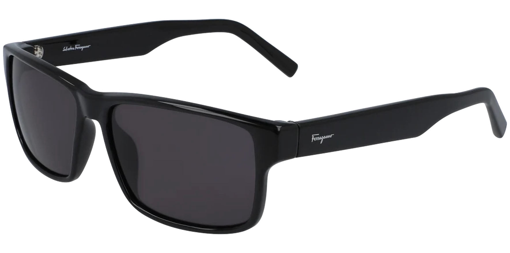 Salvatore Ferragamo ブラック サングラス Salvatore Ferragamo Men's Sunglasses, Black Plastic Frame, Grey