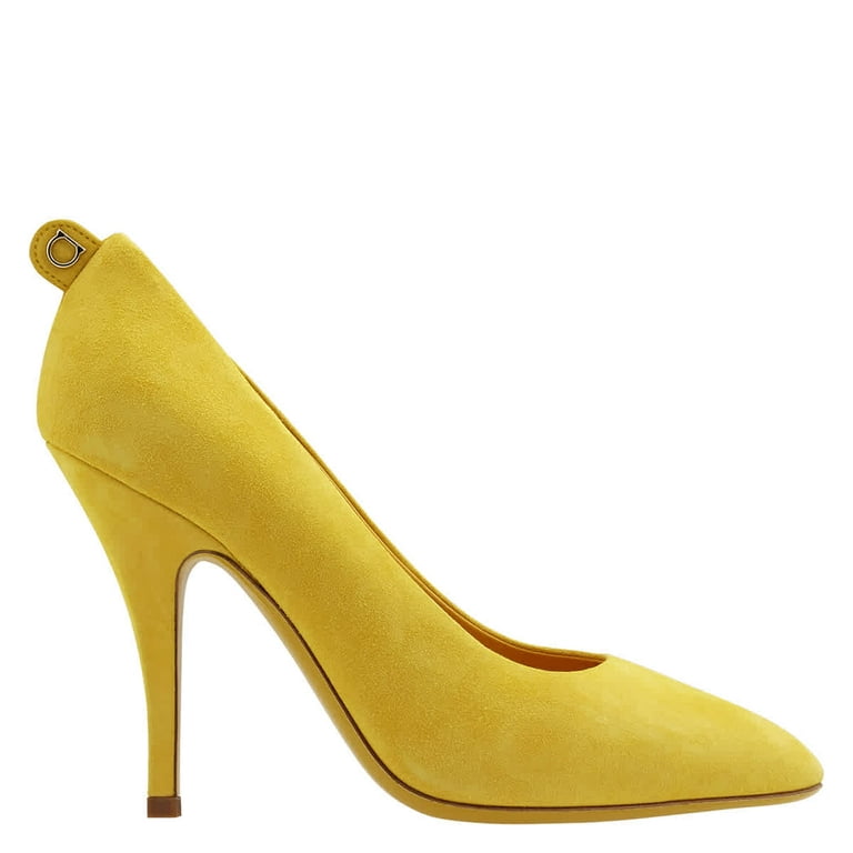 Salvatore Ferragamo Ladies Yellow Suede Gancini Pumps, Brand Size