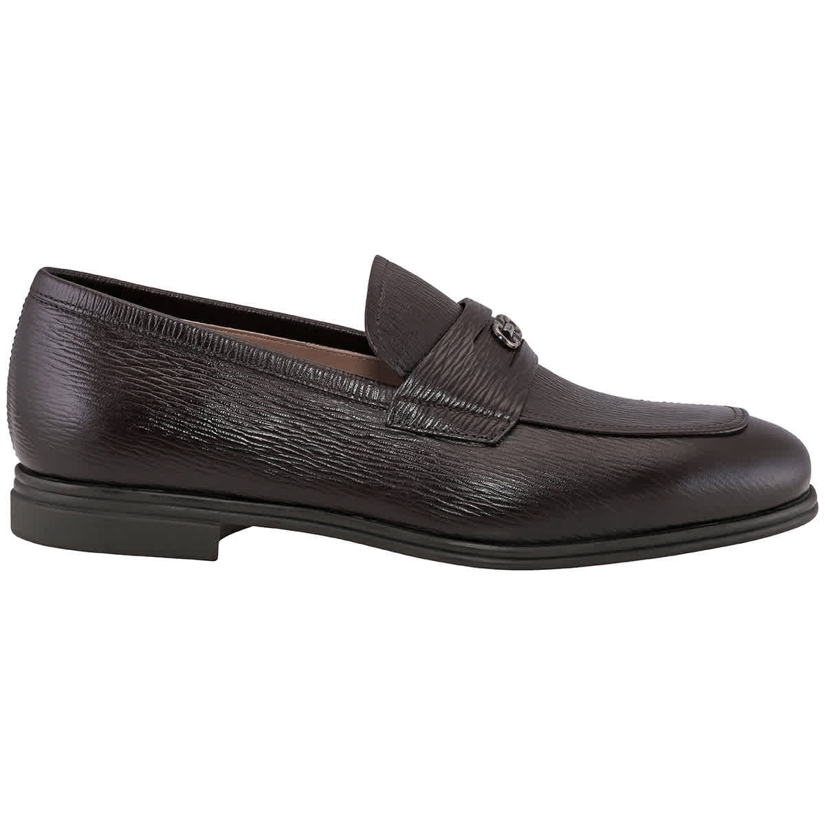 Salvatore Ferragamo Hammered Leather Loafers, Size El  display picture 2