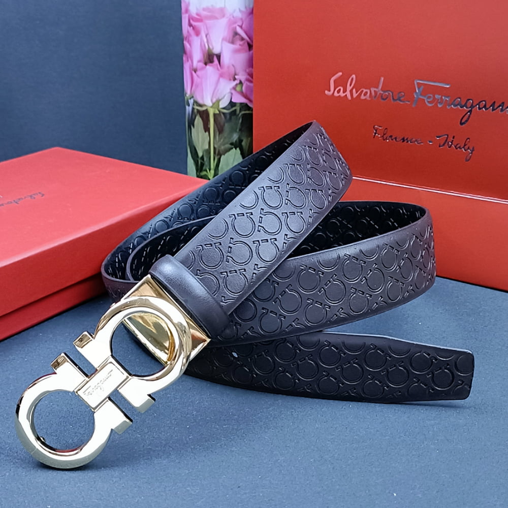 Salvatore Ferragamo ブラックスェードベルト Ferragamo Black Belt