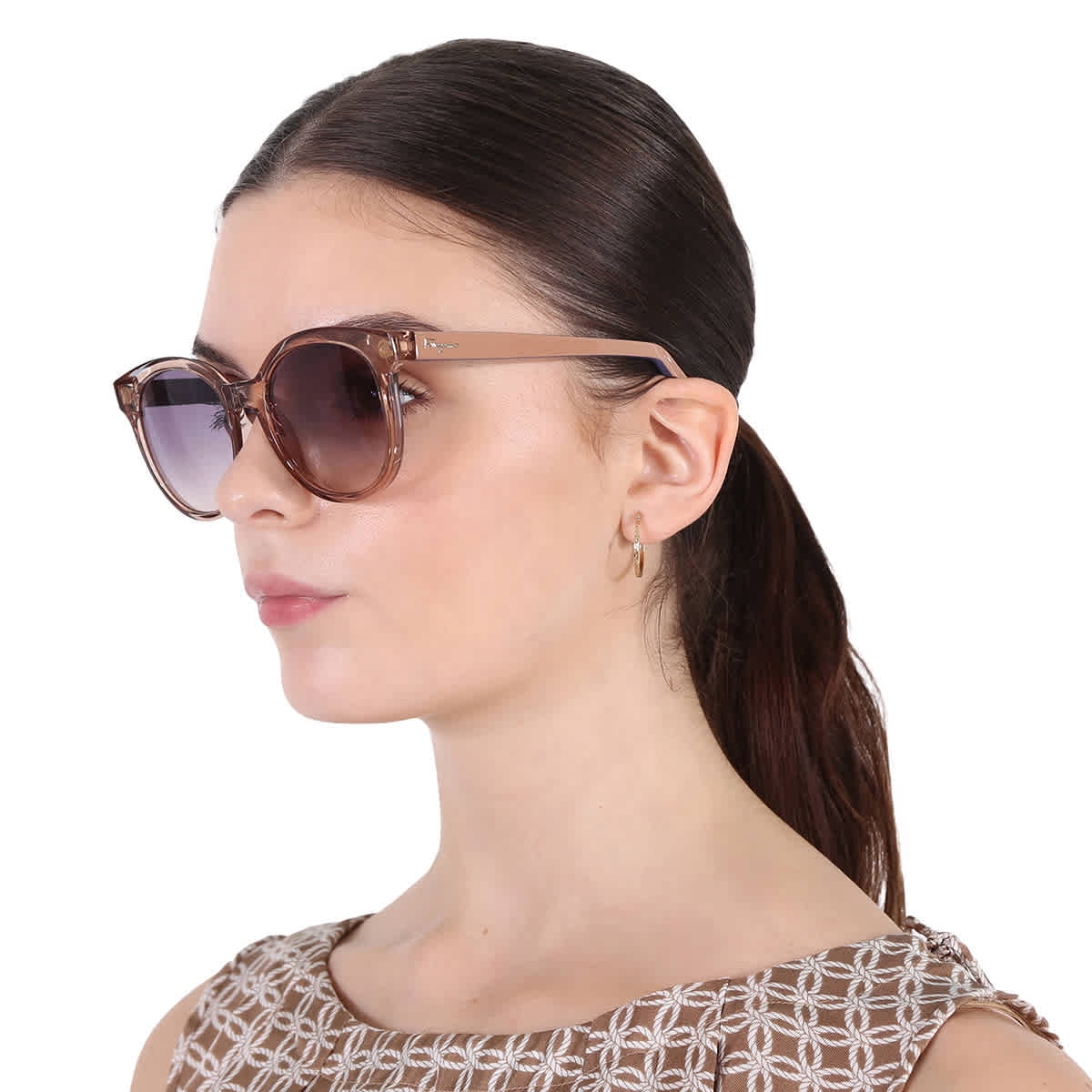 Salvatore Ferragamo Crystal Nude Round Sunglasses SF833S 290  display picture 2