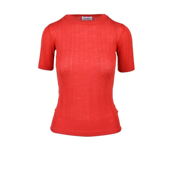 Salvatore Ferragamo Red Wool Knit Top (Women's)