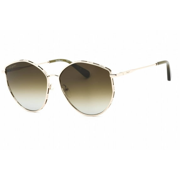 Salvatore Ferragamo SF 264S Metal Womens Geometric Sunglasses Gold 60mm Adult