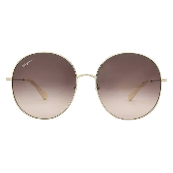 Salvatore Ferragamo SF 299S Metal Womens Round Sunglasses Gold 60mm Adult