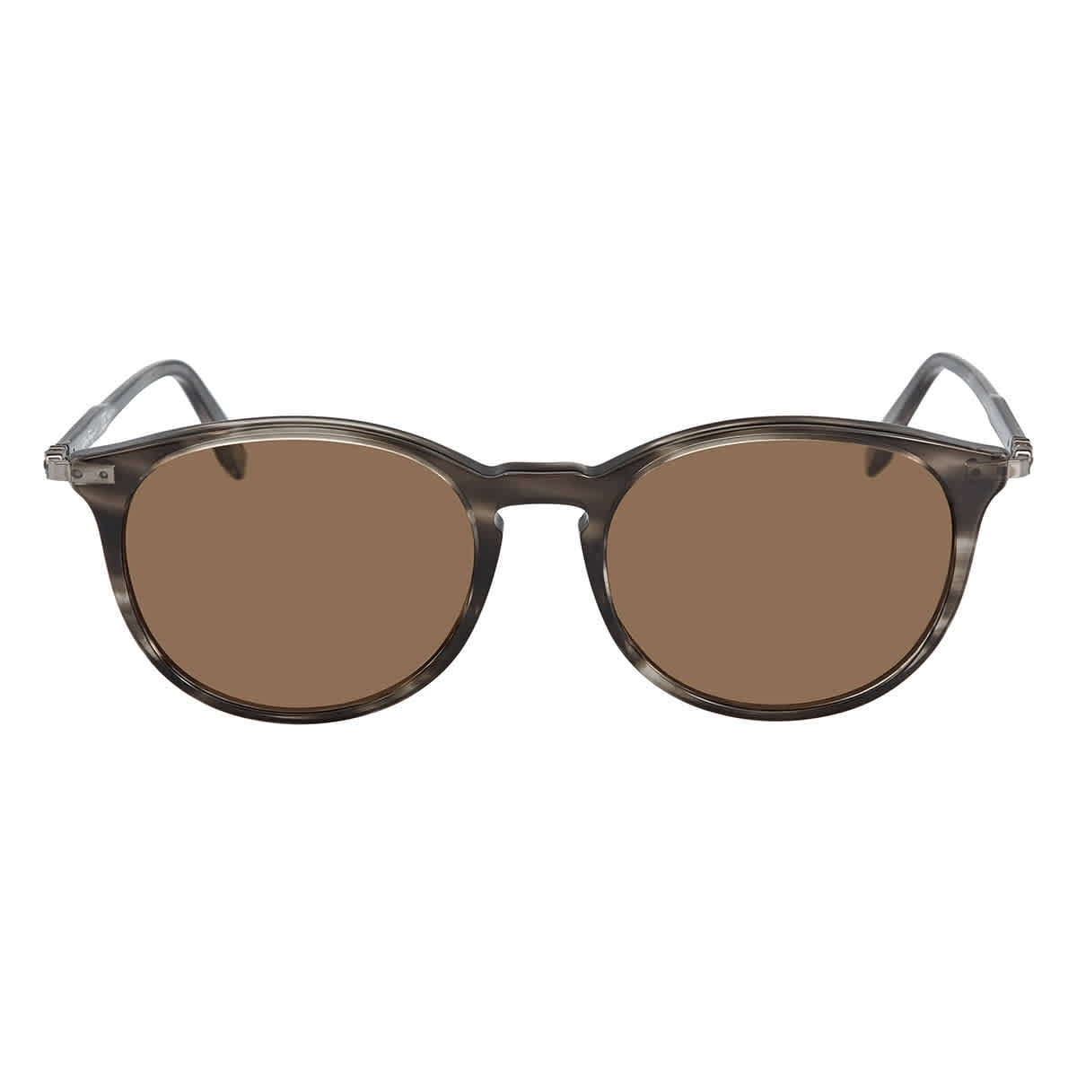 Salvatore Ferragamo SF 911S Plastic Unisex Round Sunglasses Striped Grey 53mm Adult