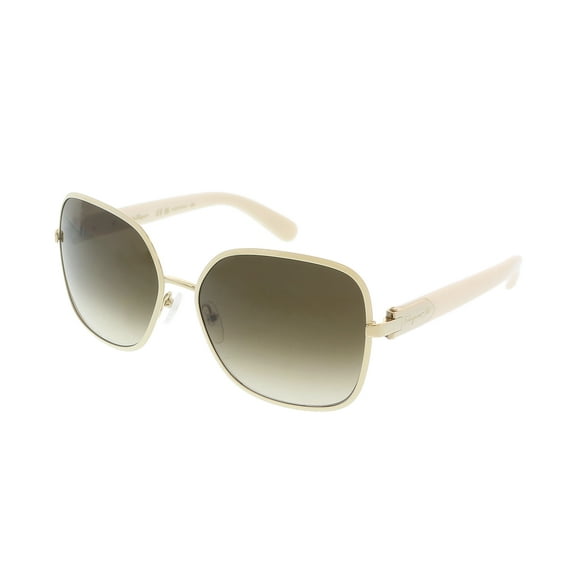 Salvatore Ferragamo Women's Buckle Sunglasses, Ivory/Brown, One Size for Womens