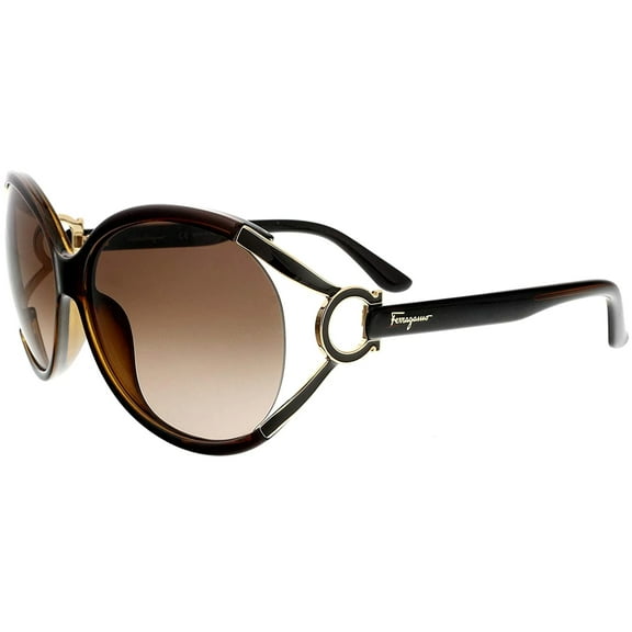 Salvatore Ferragamo Women's Pearl Dark Brown Oval Sunglasses SF600S 220 - Italy