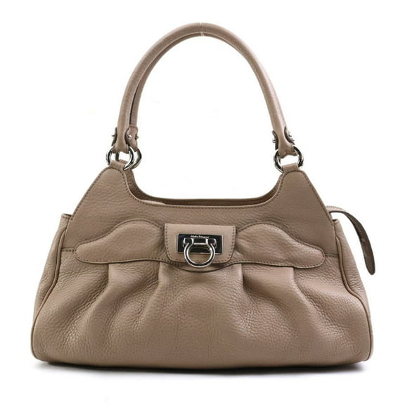Pre-Owned Salvatore Ferragamo handbag Gancini leather beige ladies h30638a (Good)