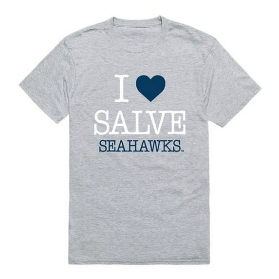 Salve Regina University Seahawks I Love T-Shirt, Heather Grey - 2XL