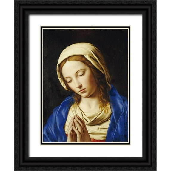 Salvi, Giovanni Battista 15x18 Black Ornate Wood Framed with Double Matting Museum Art Print Titled - The Madonna at Prayer