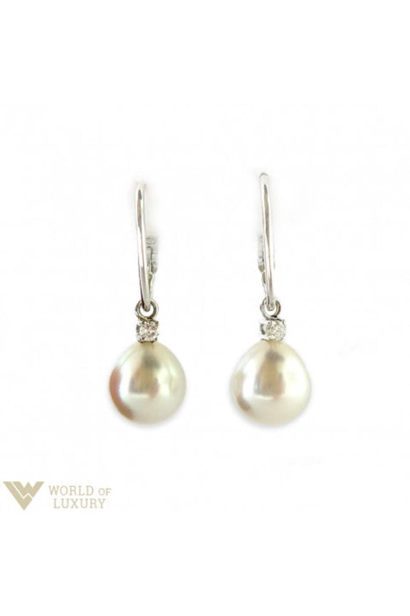 18k White Gold Diamonds Pearls Ladies Earrings