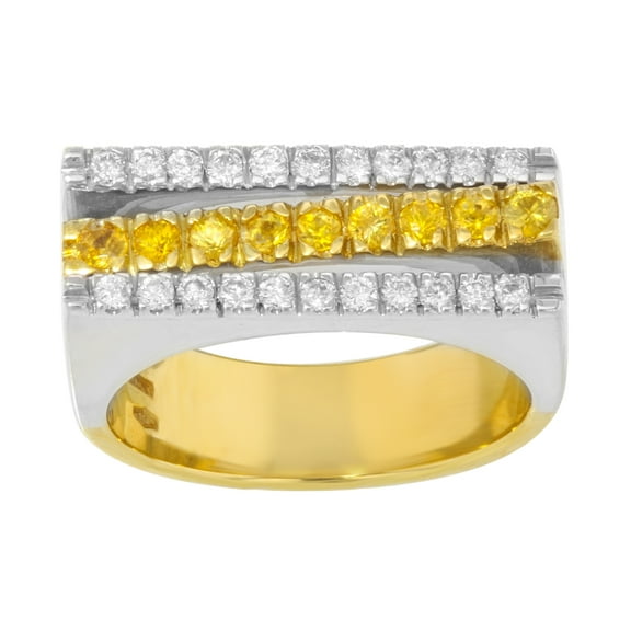Salvini Diamond Yellow Sapphire Cocktail Ring 18K Yellow and White Gold Size 7