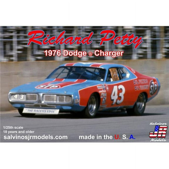 SJMRPDC1976D-V 1/24 Richard Petty 1976 Dodge Charger Plastic Model Car Kit w/Vinyl Wrap Decals
