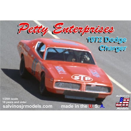 Salvinos JR Models SJMPEDC1972D 1 by 25 Scale Petty Enterprises 1972 Dodge Charger Plastic Model Kit
