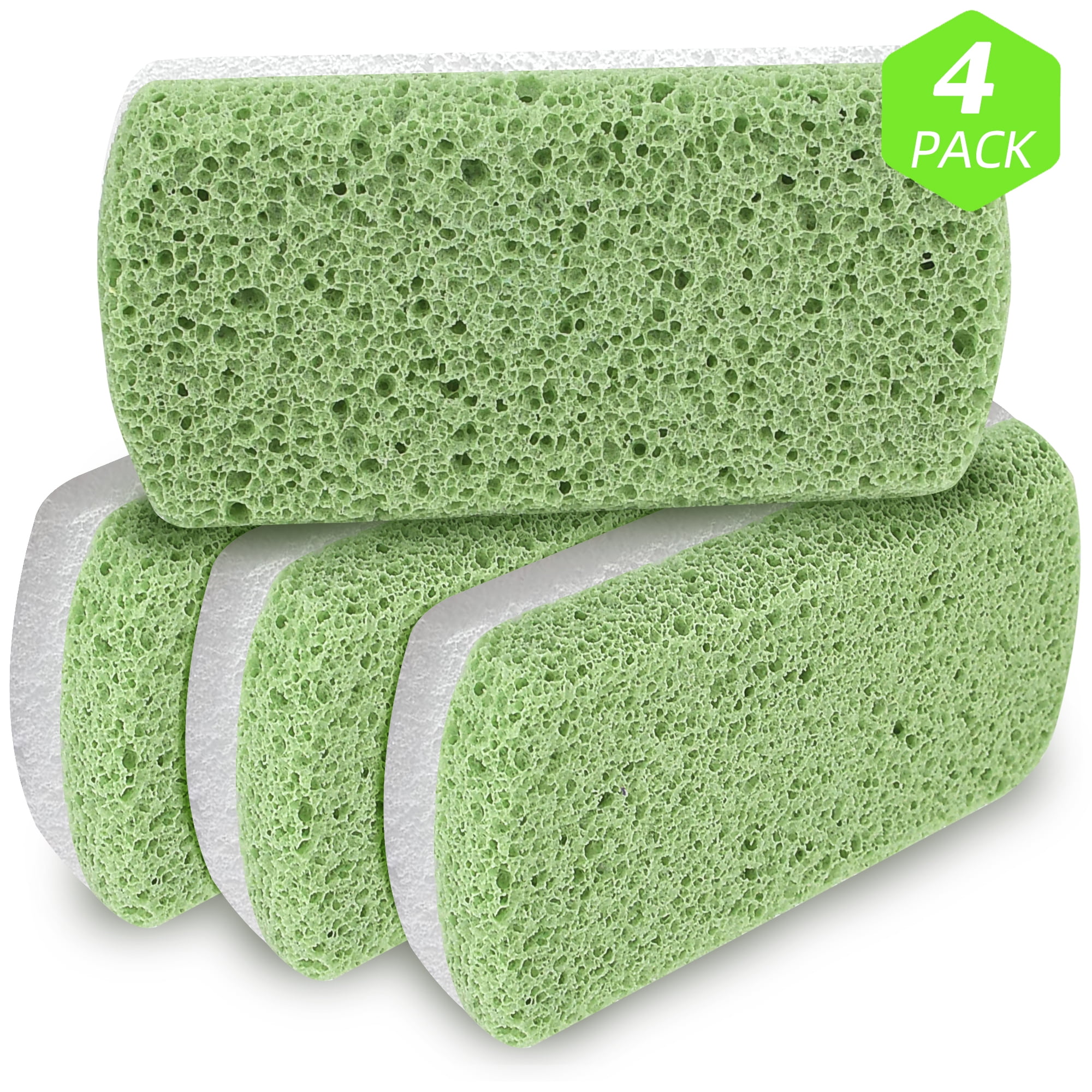 Salvmary 4 Pieces 2-in-1 Double Sided Glass Pumice Stone for feet, Green and White Callus Scrubber & Hard Skin Remover