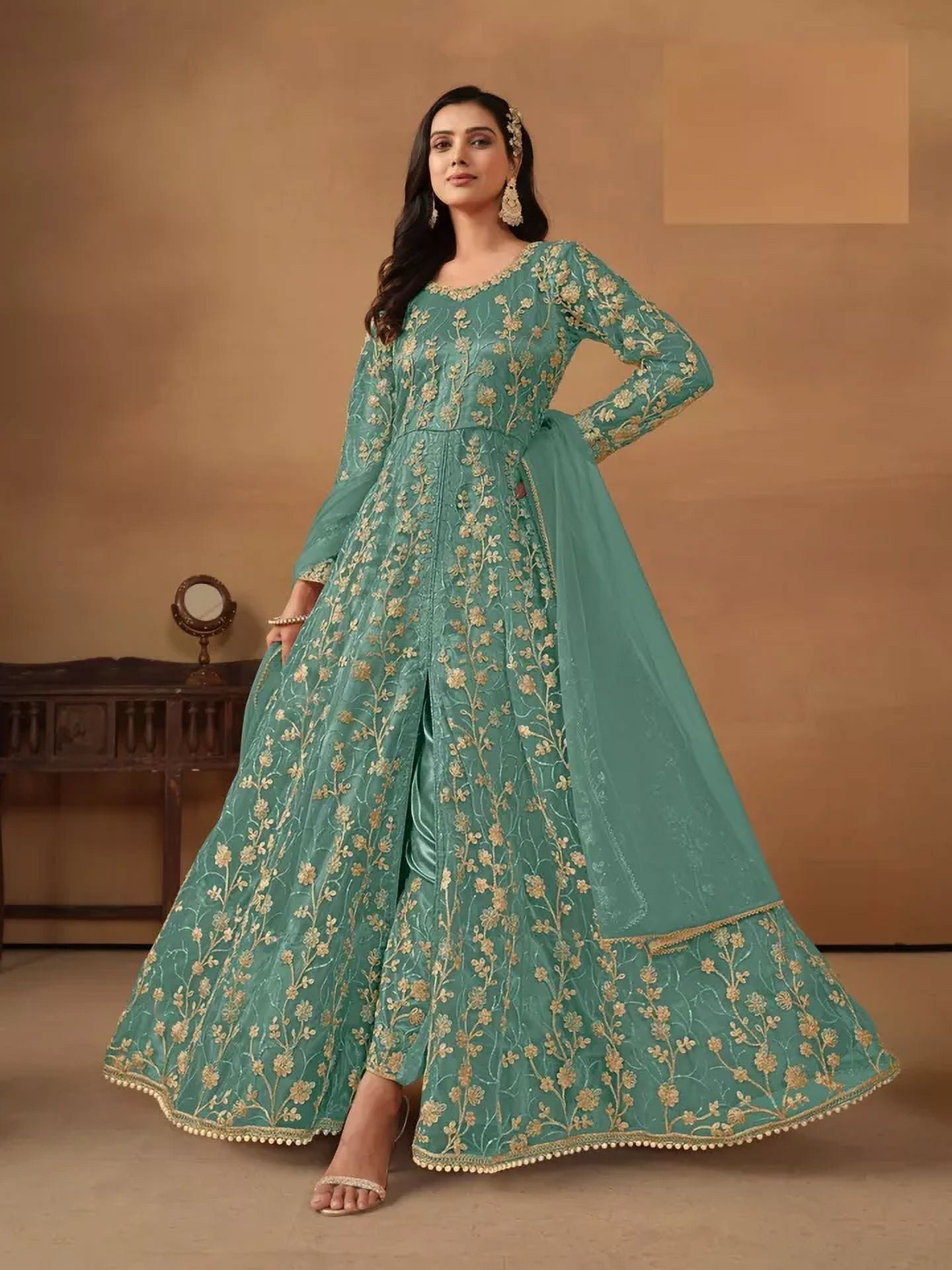 Traditional Light Color Collection Indian/Pakistani Bollywood Trending Net Fabric Salwar Kameez New popular Year Special Wedding Party Wear Dress