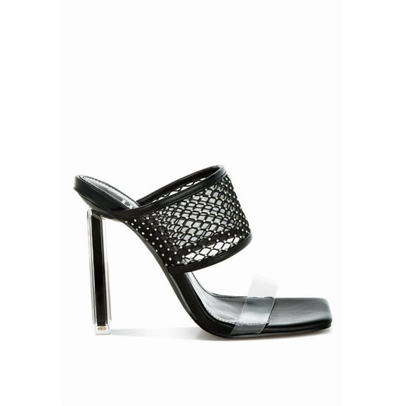 London Rag Salween Clear Embellished Square Toe Womens Heels