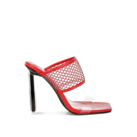 London Rag Salween Clear Embellished Square Toe Womens Heels