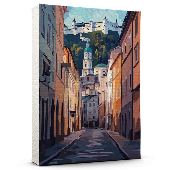 Salzburg Canvass Vintage, Austria Travel Prints Wall Art, Salzburg Travel Canvas, Austria Travel Colorful Canvas - 100AZ1205