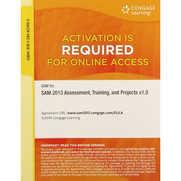 Pre-Owned Sam Assessment, Training, and Projects V1.0 2013 Access Code Paperback